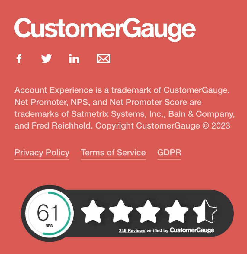 CustomerGauge Homepage