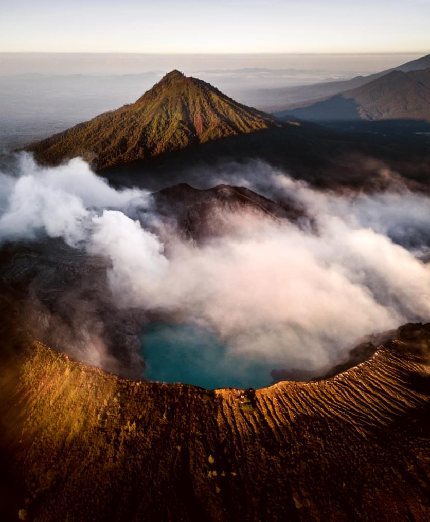 Drone shot of volcano crater