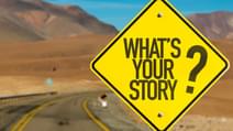Whats Your Story3 F sign on desert road