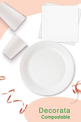 Decorata White Compostable Products by Procos