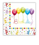 Decorata Happy Birthday Streamers - Two-ply Paper Napkins 33x33 cm - 81285
