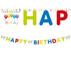 Decorata Happy Birthday Streamers - "Happy Birthday" Die-cut Paper Banner. - 81849