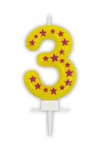 Decorata Numeral Candles - Stars Numeral Candles No. 3 - 89166