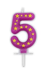 Decorata Numeral Candles - Stars Numeral Candles No. 5 - 89168