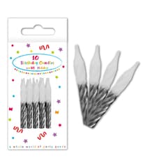 Decorata Birthday Candles - Silver Spiral Birthday Candles with Holders - 89174