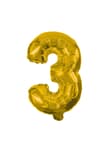 Numeral Foil Balloons - 32 cm Gold Foil Balloon No. 3 - 89644