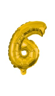 Numeral Foil Balloons - 32 cm Gold Foil Balloon No. 6 - 89647