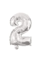 Numeral Foil Balloons - 32 cm Silver Foil Balloon No. 2 - 89799