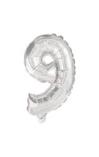 Numeral Foil Balloons - 32 cm Silver Foil Balloon No. 9 - 89806