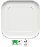 Decorata White Compostable Products - Home Compostable White Square Paper Plates 23x23 cm FSC - 91373