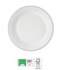 Decorata White Compostable Products - Home Compostable White Paper Plates 20 cm FSC - 91376