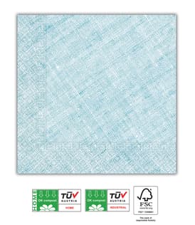 Decorata Solid Color - Home & Industrial Compostable Turquoise Three-Ply Napkins 33x33 cm FSC - 91497