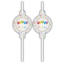 Decorata Happy Birthday Streamers - Medallion Paper Drinking Straws - 91837