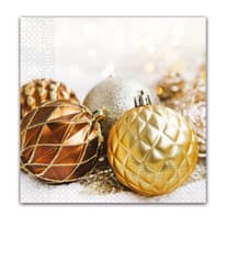 Seasonal Napkin Designs - Christmas Glitter Balls Three-Ply Paper Napkins 33x33 cm. - 92023