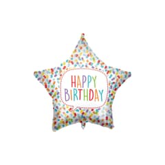 Shaped Foil Balloons - Happy Birthday Bright Star Foil Balloon 46 cm. - 92426