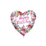 Standard & Shaped Foil Balloons - Happy Birthday Floral Foil Balloon 46 cm. - 92428