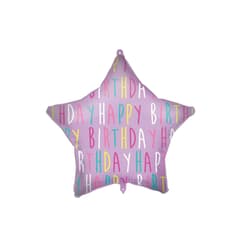 Shaped Foil Balloons - Happy Birthday Purple Star Foil Balloon 46 cm. - 92432