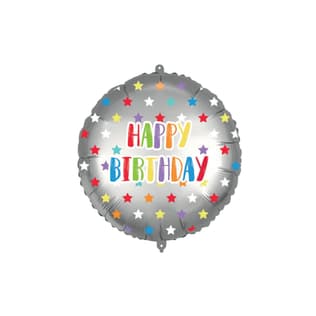 Standard & Shaped Foil Balloons - Happy Birthday Colorful Stars Foil Balloon 46 cm. - 92435