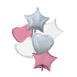 Standard & Shaped Foil Balloons - Pink White Iridescent Bouquet Foil Balloons 46 cm. - 92449