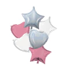 Shaped Foil Balloons - Pink White Iridescent Bouquet Foil Balloons 46 cm. - 92449