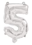 Numeral Foil Balloons - Silver Foil Balloon 95 cm. No. 5. - 92471
