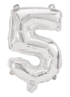 Numeral Foil Balloons - Silver Foil Balloon 94 cm. No. 5. - 92471