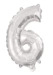 Numeral Foil Balloons - Silver Foil Balloon 95 cm. No. 6. - 92472