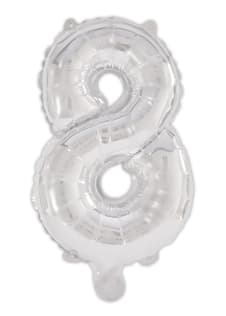 Numeral Foil Balloons - Silver Foil Balloon 95 cm. No. 8. - 92474