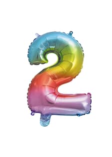 Numeral Foil Balloons - Rainbow Foil Balloon 35 cm. No. 2. - 92725