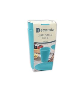 Decorata Reusable Products - Turquoise Reusable Party Cups 280 ml. - 92885