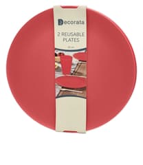 Solid Color Reusable - Red Reusable Plates 25 cm. - 92891