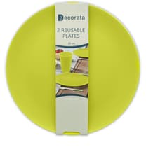 Solid Color Reusable - Lime Green Reusable Plates 25 cm. - 92987