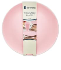 Solid Color Reusable - Pink Reusable Plates 25 cm. - 92990
