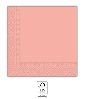 Decorata Solid Color - Pink Three-Ply Paper Napkins 33x33 FSC. - 93049