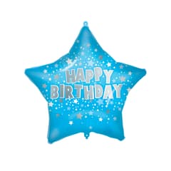 Standard & Shaped Foil Balloons - "Star Happy Birthday Blue" Balloon - 93192
