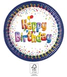 Decorata Multicolor Happy Birthday - Paper Plates 23 cm FSC. - 93447