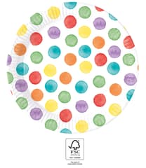 Decorata Multiwater Color Dots - Paper Plates 23 cm FSC. - 93448