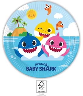 Baby Shark fun in the sun - Paper Plates 23 cm. FSC. - 93459