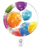Kokliko Sparkling Balloons - Paper Plates 20 cm. FSC. - 93483