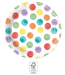 Decorata Multiwater Color Dots - Paper Plates 20 cm FSC. - 93494