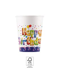 Decorata Multicolor Happy Birthday - Paper Cups 200 ml FSC. - 93502