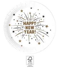 Decorata Happy New Year Flares - Paper Plates 23 cm FSC. - 93519