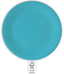 Solid Color Compostable - Turquoise Paper Plates 23 cm. FSC. - 93524