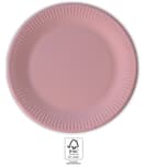 Solid Color Compostable - Pink Paper Plates 23 cm. FSC. - 93526