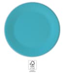 Decorata Solid Color - Turquoise Paper Plates 20 cm. FSC. - 93528