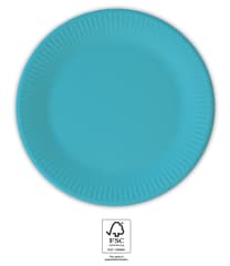 Solid Color Compostable - Turquoise Paper Plates 20 cm. FSC. - 93528