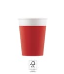 Solid Color Compostable - Red Paper Cups 200 ml FSC. - 93540