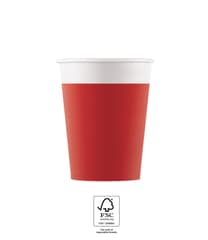 Solid Color Compostable - Red Paper Cups 200 ml FSC. - 93540