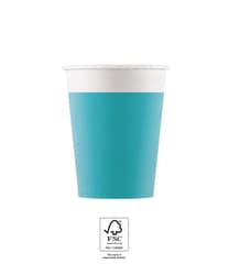 Decorata Solid Color - Turquoise Paper Cups 200 ml FSC. - 93541