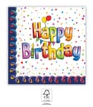 Decorata Multicolor Happy Birthday - Two-Ply Paper Napkins 33x33 cm. FSC. - 93731